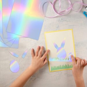 60 Sheet 9.5" x 7" Metallic Holographic Card Stock Iridescent Glitter Mixed Colored Card Stock Shiny Reflective Mirror Paper Foil Mirror Cardstock for DIY Poster Crafts Scrapbook