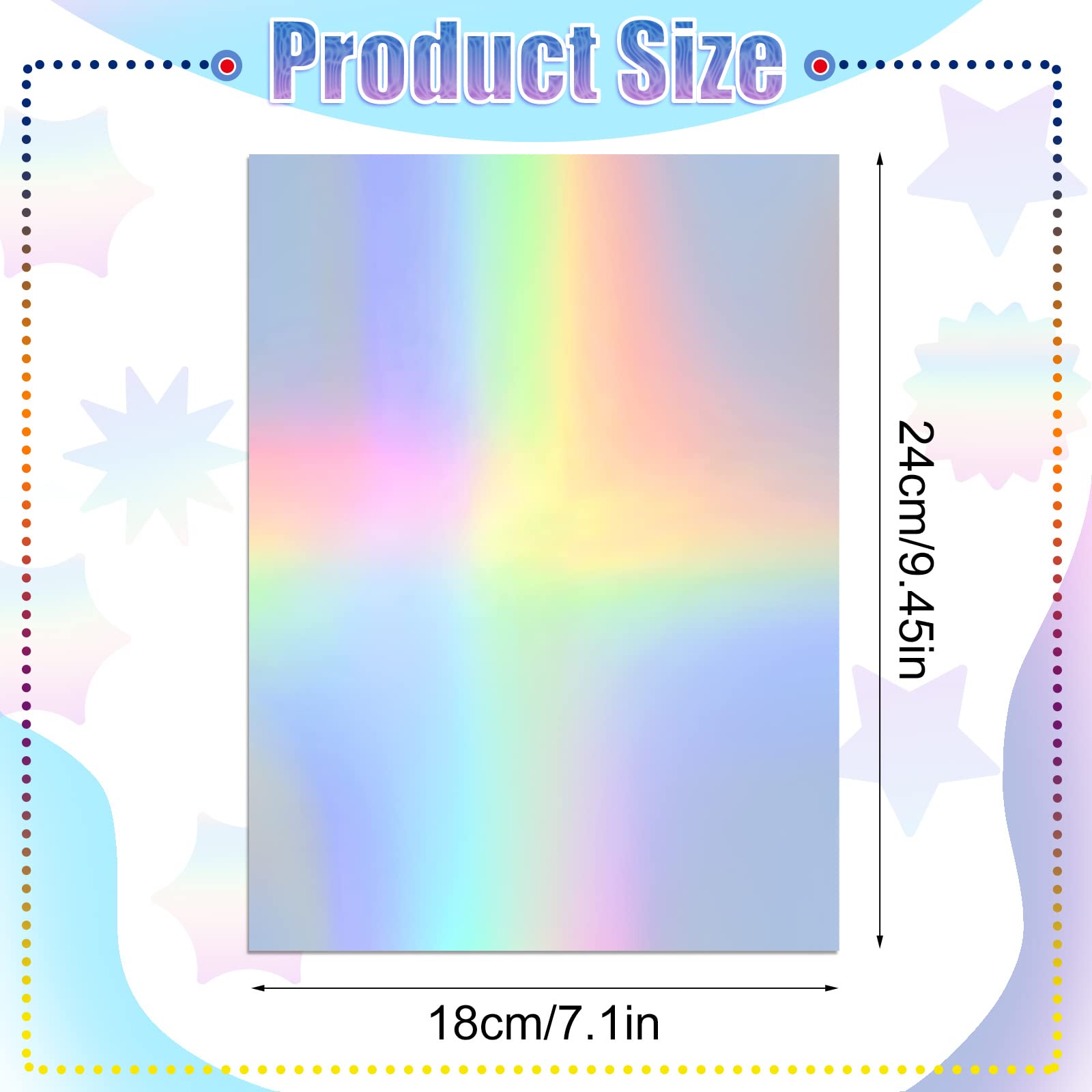 60 Sheet 9.5" x 7" Metallic Holographic Card Stock Iridescent Glitter Mixed Colored Card Stock Shiny Reflective Mirror Paper Foil Mirror Cardstock for DIY Poster Crafts Scrapbook