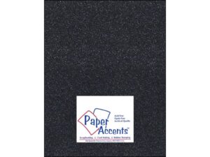pa paper accents glitter cardstock 8.5" x 11" black, 85lb colored cardstock paper for card making, scrapbooking, printing, quilling and crafts, 15 piece pack