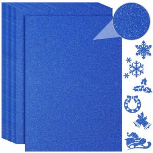 Harloon 100 Sheets Glitter Cardstock Paper 8.5 x 11 Inch 250 GSM 92lb Heavyweight Shimmer Glitter Paper for Wedding Parties Invitations Birthday DIY Craft Scrapbook Projects Anniversary(Blue)