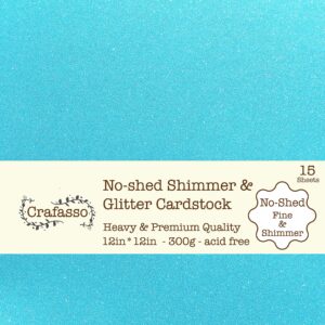 crafasso no-shed fine glitter cardstock, 12" x 12" 300gms, 15 sheets, light blue