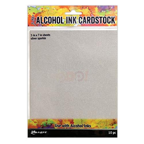 Ranger Tim Holtz Alcohol Ink Cardstock 5" x 7" (10 pk) - Silver Sparkle