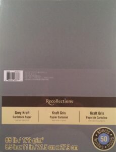 recollections grey kraft cardstock paper pack 8.5x11-50 sheets