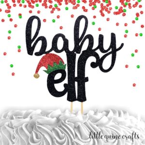 1 pc baby elf red and green glitter baby shower gender reveal christmas baby girl boy cake topper