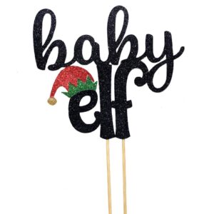 1 pc baby elf red and green glitter baby shower gender reveal christmas baby girl boy cake topper