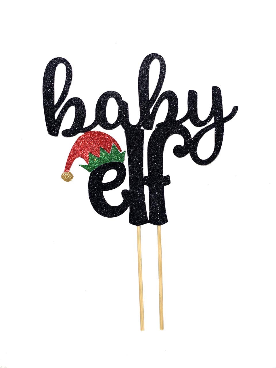 1 pc baby elf red and green glitter baby shower gender reveal christmas baby girl boy cake topper