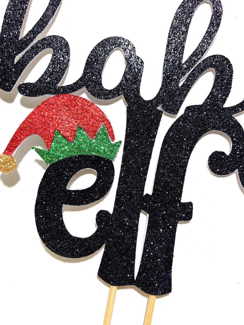 1 pc baby elf red and green glitter baby shower gender reveal christmas baby girl boy cake topper