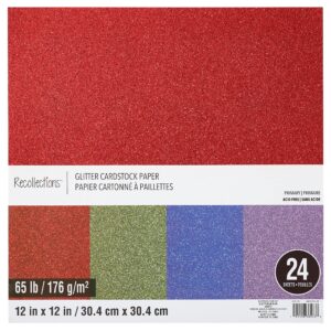 glitter primary 12”; x 12”; cardstock paper pack by recollections™, 24 sheets