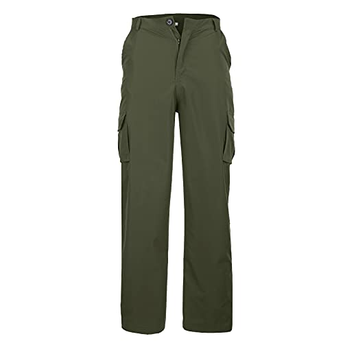 WENKOMG1 Sports Cargo Pants for Men Stretchy Work Baggy Trousers Straight Leg Sweatpants Fishing Hiking Slacks Lightweight Multi-Pocket pants Big and Tall Travel Long Pants(A-Green,XX-Large)