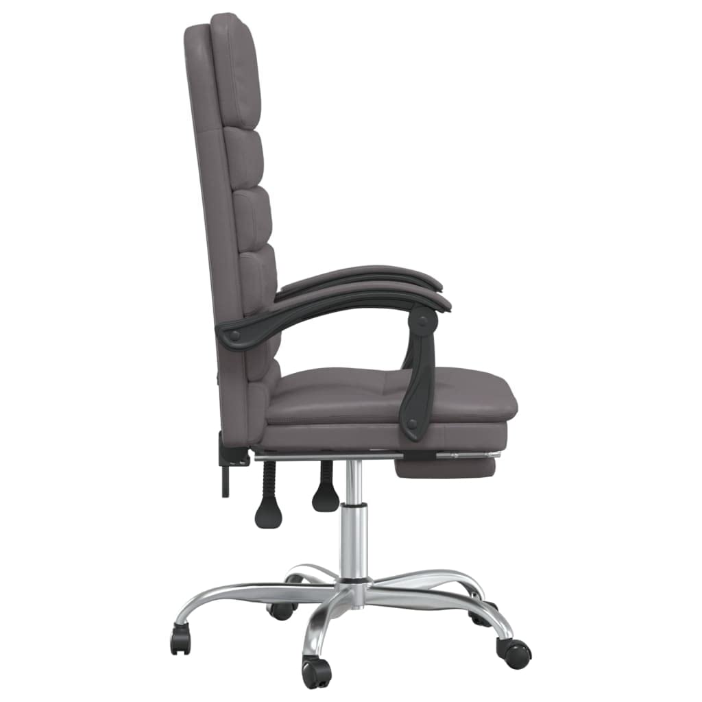 GOLINPEILO Faux Leather Massage Reclining Office Chair with Footrest, Ergonomic Office Chair, Computer Desk Chair for Home Office, Gray Faux Leather, Style D -719