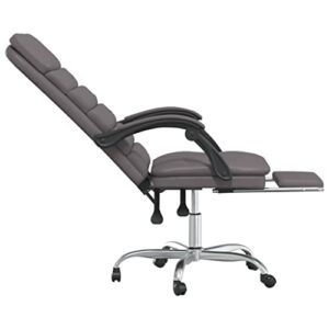 loibinfen Faux Leather Massage Reclining Office Chair with Footrest, Ergonomic Office Chair, Computer Desk Chair for Home Office, Gray Faux Leather, Style D -719