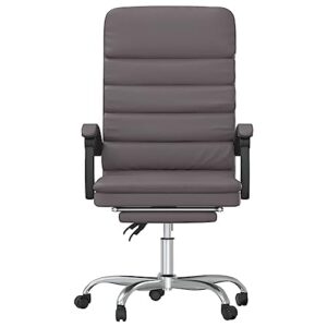 loibinfen Faux Leather Massage Reclining Office Chair with Footrest, Ergonomic Office Chair, Computer Desk Chair for Home Office, Gray Faux Leather, Style D -719