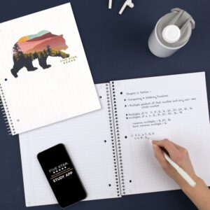 Five Star and National Wildlife Federation Spiral Notebook + Study App, 1 Subject, College Ruled Paper, 11" x 8-1/2", 80 Sheets, Forest Bear, 1 Count (820088FM)