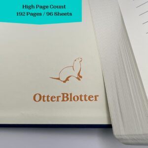 OtterBlotter Hardcover Lined Journal Notebook, Medium A5 5.7” x 8.4”, Work Note Book with Index Stickers, 100gsm Thick Paper, Pen Loop, Vegan Leather Journal for Men, Women, Notebooks for Work