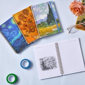 Spiral Notebook - 3 Pack A5 Spiral Notebooks, 5.9”x 8.3”, 3 x 160 Pages Ruled Notebook/Journal for Women, College Lined Notebook with Elastic Closure, Back Pocket, for Office & School