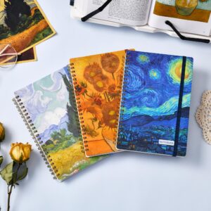 Spiral Notebook - 3 Pack A5 Spiral Notebooks, 5.9”x 8.3”, 3 x 160 Pages Ruled Notebook/Journal for Women, College Lined Notebook with Elastic Closure, Back Pocket, for Office & School