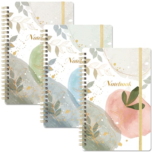 Tersus Spiral Notebook - 3 Pack A5 Notebook, 6'' x 8.3'', Journal for Women, Ruled Journal Notebook, 80 Sheets/160 Pages, Spiral Notebook