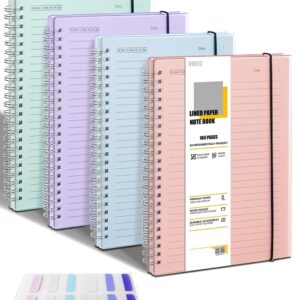 OWSC 4 Pack Lined Spiral Notebook, 5.9 x 8.3 Inches Notebooks for Work, School and Journal with 110 GSM Thick Paper, Small Notebook with 80 Sheets/160 Pages, Notebooks College Ruled for Note Taking