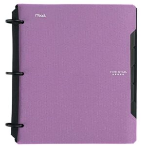 Five Star Flex Refillable Notebook + Study App, College Ruled Paper, 1-1/2 Inch TechLock Rings, Pockets, Tabs and Dividers, 300 Sheet Capacity, Purple (29324AB6)