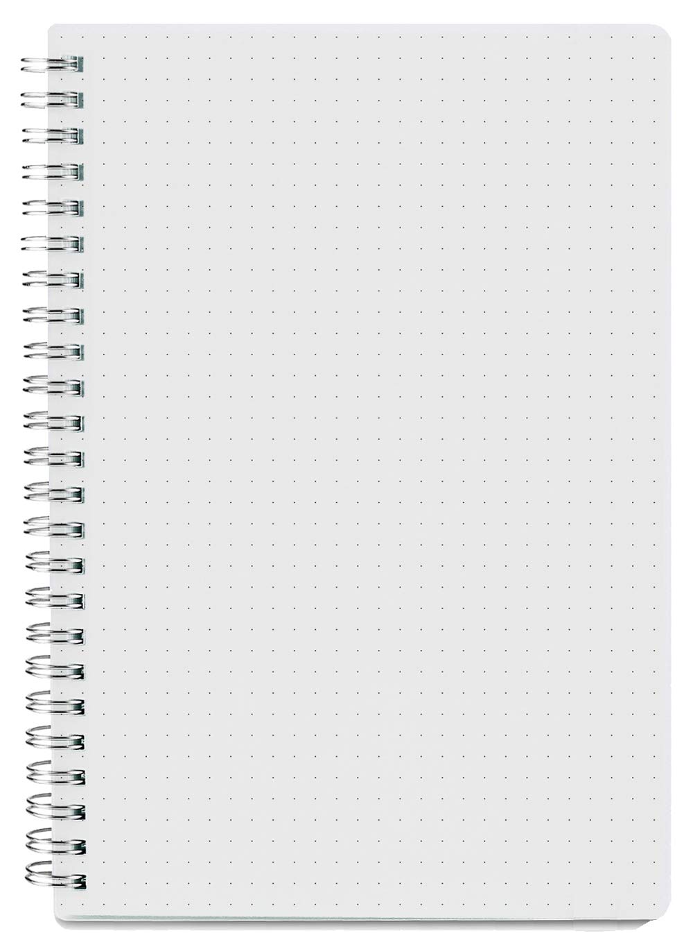 Spiral Dot Grid Notebook - A5 Bullet Dotted Journal, 80 Sheets / 160 Pages, 100gsm White Paper, Transparent Hardcover, 5.8X8.25 in