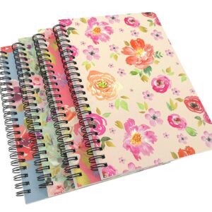 4 Pack A5 Spiral Notebook Journal,Wirebound Ruled Sketch Book NotePad Diary Memo Planner,A5 Size(8.3X5.7") & 80 sheets (Floral)