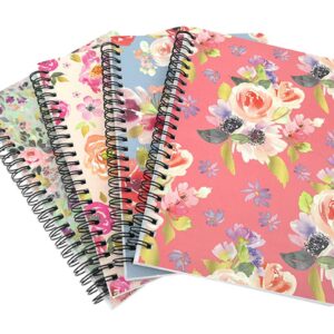 4 Pack A5 Spiral Notebook Journal,Wirebound Ruled Sketch Book NotePad Diary Memo Planner,A5 Size(8.3X5.7") & 80 sheets (Floral)