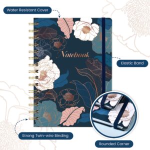 Spiral Journal/Notebook - Lined Journal with Back Pocket and Hardcover, 8.5" x 6.4", College Ruled Notebook/Journal, Premium Thick Paper, Strong Twin-Wire Binding, Perfect for School, Office & Home -