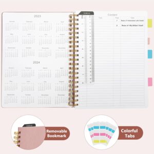 GuanQiao Spiral Notebook,8.5 x 11 College Ruled Notebooks for Work/Note Taking, Leather Hardcover Writing Journal for Women/Men,300 Pages A4 Lined Meeting Notebook for School Office,Rose gold