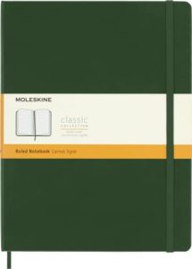 moleskine notebook, extra large, ruled, myrtle green, hard cover (7.5 x 9.75)