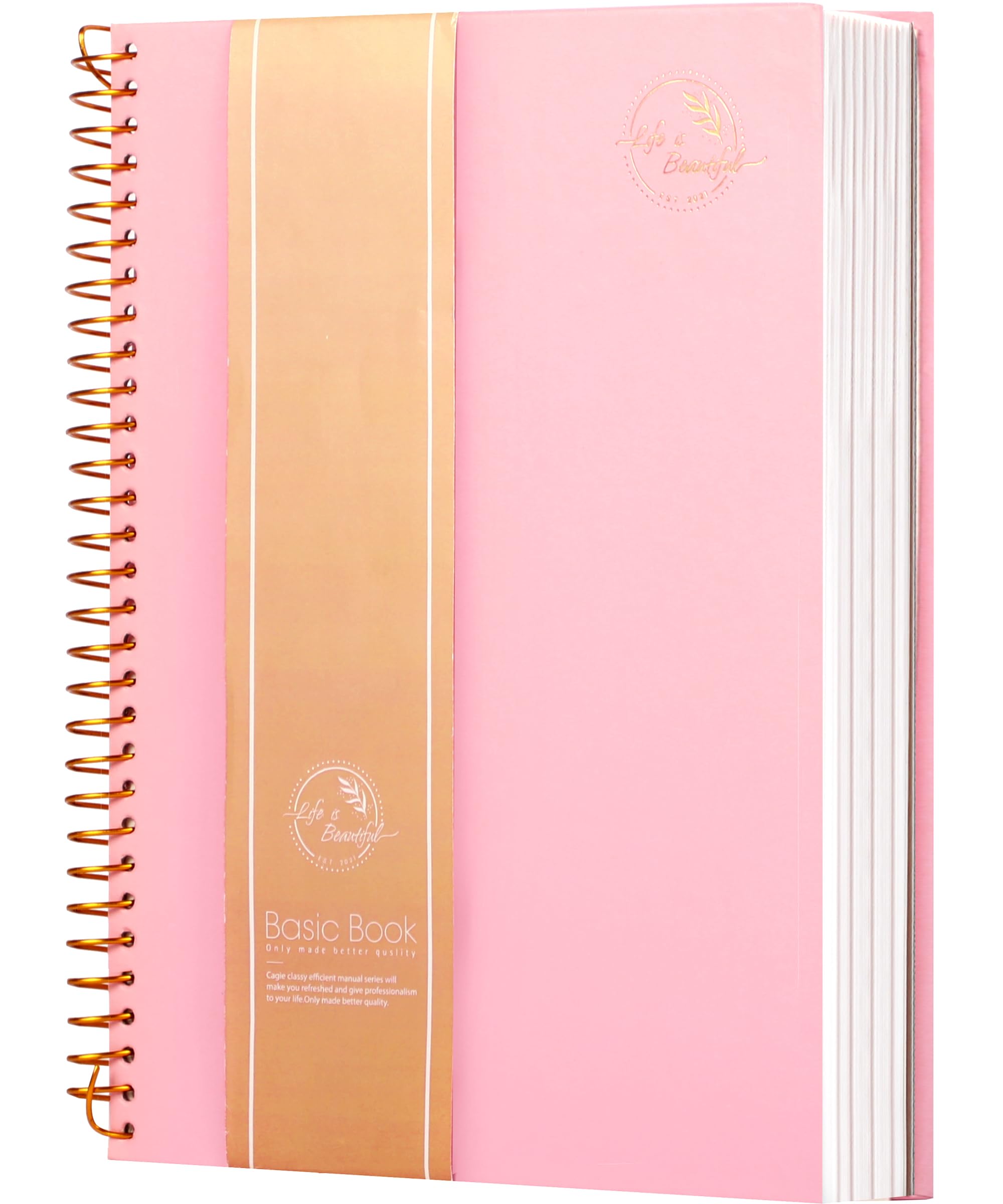 Yoment Hardcover Spiral Notebook,300 Pages College Ruled Notebooks,7” x 10”Large Spiral Journal,B5 Hard Cover Notebooks for Work Writing School,B5 Pink