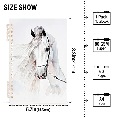 senya Spiral Notebook Ruled 2 Pcs, White Horse Journals for Study and Notes 60 Pages with Durable Hardcover