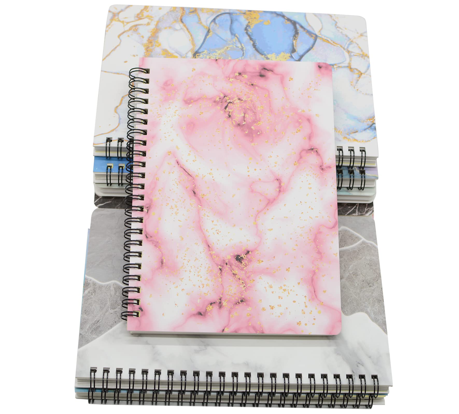 Yansanido Spiral Notebook, 8 Pcs A5 Marble Design Thick Hardcover 7mm College Ruled 80 Sheets -160 Pages Journals for Study and Notes (8 Style A5)