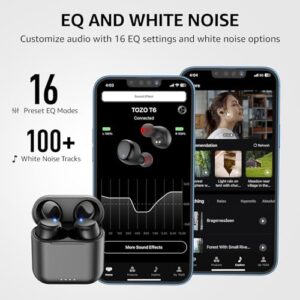 TOZO T6 (Ergonomic Edition) Wireless Earbuds Bluetooth 5.3 Headphones, Ergonomic Design in-Ear Headset, 50Hrs Playtime with Wireless Charging Case, APP EQ Customisable, IPX8 Waterproof, 2024 Version