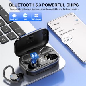 Wireless Earbuds Bluetooth Headphones 120hrs Playtime HiFi Stereo Wireless Headphones with HD Mic Deep Bass Wireless Earphones with Dual LED Display USB-C IP7 Waterproof Earbuds for Running Sports