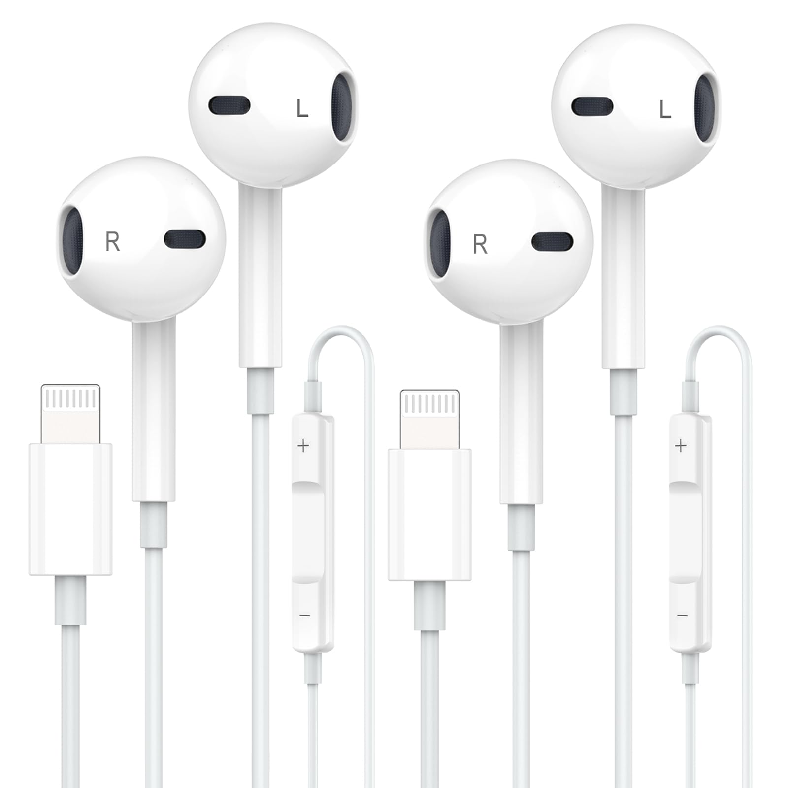 Apple Earbuds, iPhone Wired with Lightning Connector [Apple MFi Certified] Wired Earphones with Microphone Volume Control Music and Calling Headphones for iPhone 14/13/12/11/SE/X/XR/XS/8/7-2 Pack