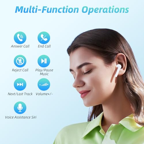 Wireless Earbuds 40H Playtime 8H Continuous Playtime Bluetooth Ear Buds, IPX6 Waterproof Stereo Sound Bluetooth Wireless Headphones with Microphone and Charging Case for iOS Android Sports