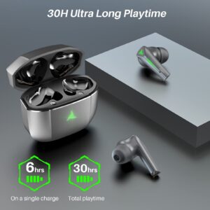 TOZO G1 Wireless Earbuds Bluetooth 5.3 Headphones with 45ms Ultra Low-Latency and Cool Breathing Light, Ergonomic Design, Gaming/Deep Bass Music Mode Headset Built-in Microphone, Stereo Sound, Gray