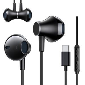 wyhoo usb c headphones, usb type c earbuds magnetic wired earphones with microphone for iphone15/15pro/15pro max, ipad pro,samsung galaxy s23 s22 s21 s20 ultra,note 10 20, pixel 7/6/6a oneplus