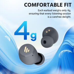 Edifier X3 Lite True Wireless Earbuds, AI Call Noise Cancellation, Bluetooth 5.3, IP55 Waterproof, Touch Control, 24H Playtime, Built-in Dual Microphones, Comfortable Fit, App Customization, Gray