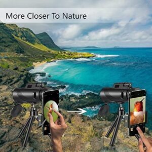 80x100 Monocular-Telescope for Adults High Powered Compact Monoculars with Smartphone Holder & Tripod, BAK4 Prism for Stargazing Hunting Hiking Travel Bird Watching Camping Wildlife Scenery