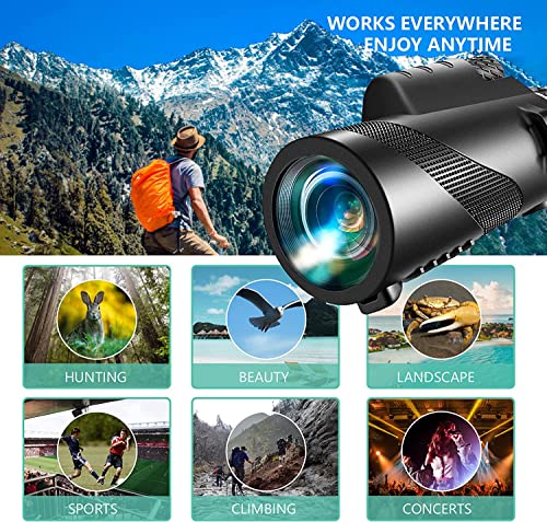 80x100 Monocular-Telescope for Adults High Powered Compact Monoculars with Smartphone Holder & Tripod, BAK4 Prism for Stargazing Hunting Hiking Travel Bird Watching Camping Wildlife Scenery