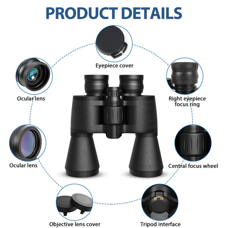 Binoculars 20x50 for Adults,Waterproof/Professional Binoculars Durable & Clear BAK4 Prism FMC Lens,Suitable for Concert and Outdoor Sports,Bird Watching