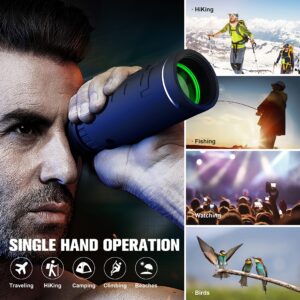 JiaSifu 40x60 High Definition Monocular Telescope with Smartphone Adapter, BAK4 Prism FMC Monocular with Clear Low Light Vision for Wildlife Hunting Camping Travelling（LD006-00A-42）