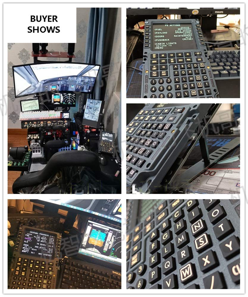 AJIC Flight Simulator Controls, FMC CDU FLU Panel, Cockpit Simulator Airplane, Flight Simulators 1: 1 Color TFT Screen, Plug & Play