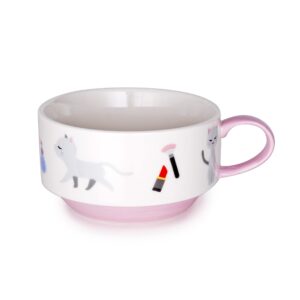 fuji merchandise genki cats stackebale coffee cups with handle 11 fl oz kitten neko design (runa)