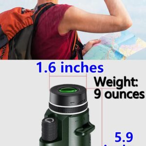 Fcteap Monocular Telescope BAK-4 Prism and FMC Lens for Adults High Power HD Compact Handheld Telescope Travel Essentials Stargazing Hunting Wildlife Bird Watching Camping Hiking Phone (Green,80x100)