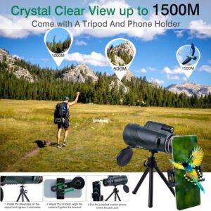 Fcteap Monocular Telescope BAK-4 Prism and FMC Lens for Adults High Power HD Compact Handheld Telescope Travel Essentials Stargazing Hunting Wildlife Bird Watching Camping Hiking Phone (Green,80x100)