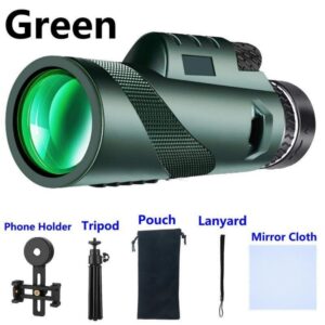 Fcteap Monocular Telescope BAK-4 Prism and FMC Lens for Adults High Power HD Compact Handheld Telescope Travel Essentials Stargazing Hunting Wildlife Bird Watching Camping Hiking Phone (Green,80x100)