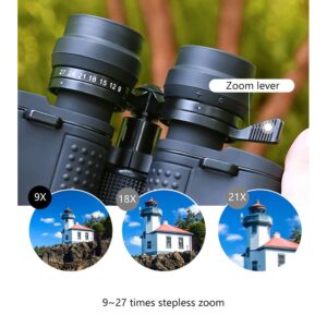 Bird Watching 9-27X50 Binoculars for Adults with Tripod Smartphone Adapter BAK4 Prism FMC Lens Binoculars for Birds Watching Hunting Telescope