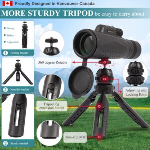 Fetch Falcon 10-30X50 FMC HD Spotting Scopes (Water-Resistance Long Range Spotting) with Tripod Phone Adapter (10-30X50 Black)